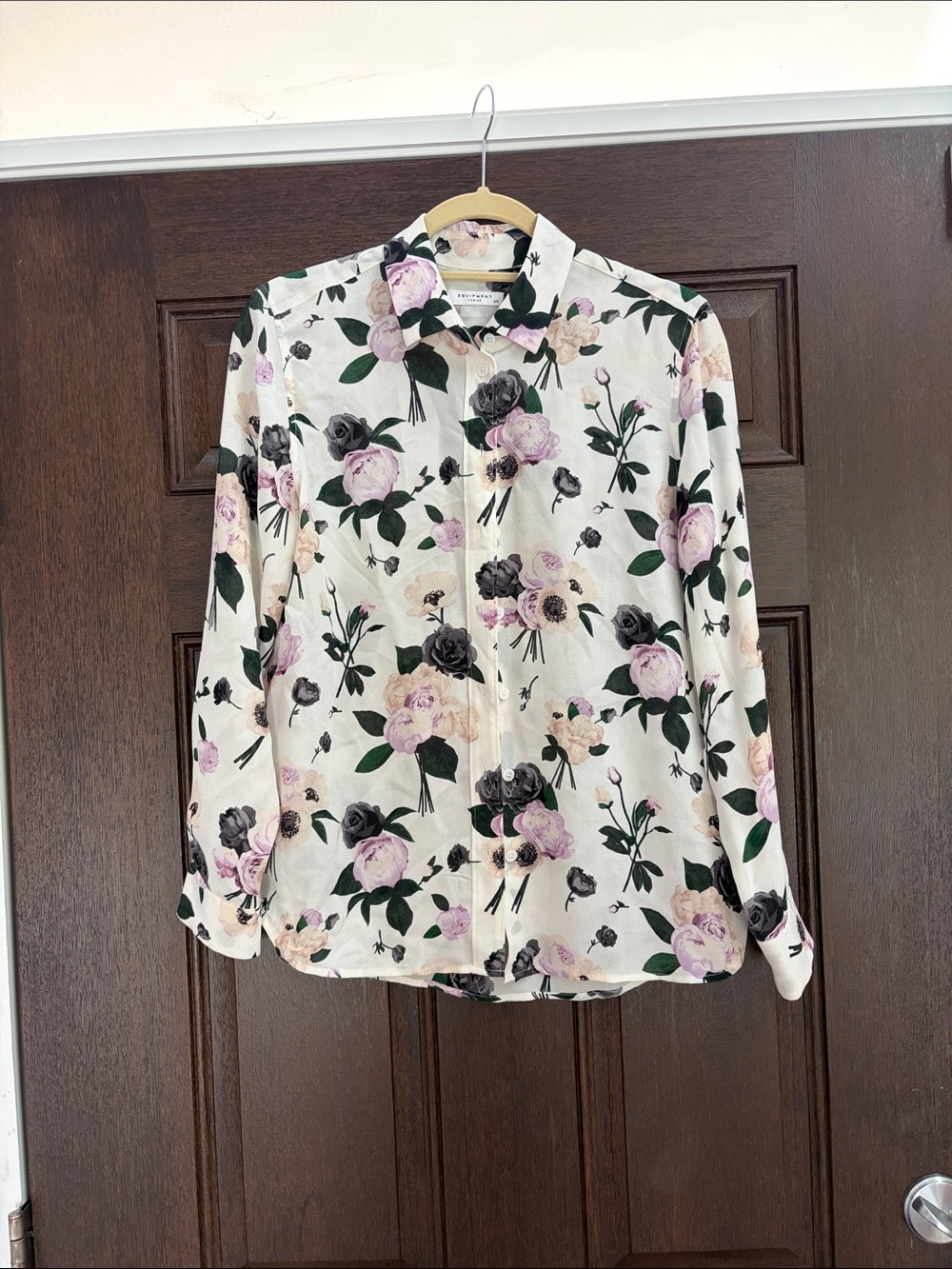 Equipment Floral Button-Down Shirt in Cream, Pink and Black